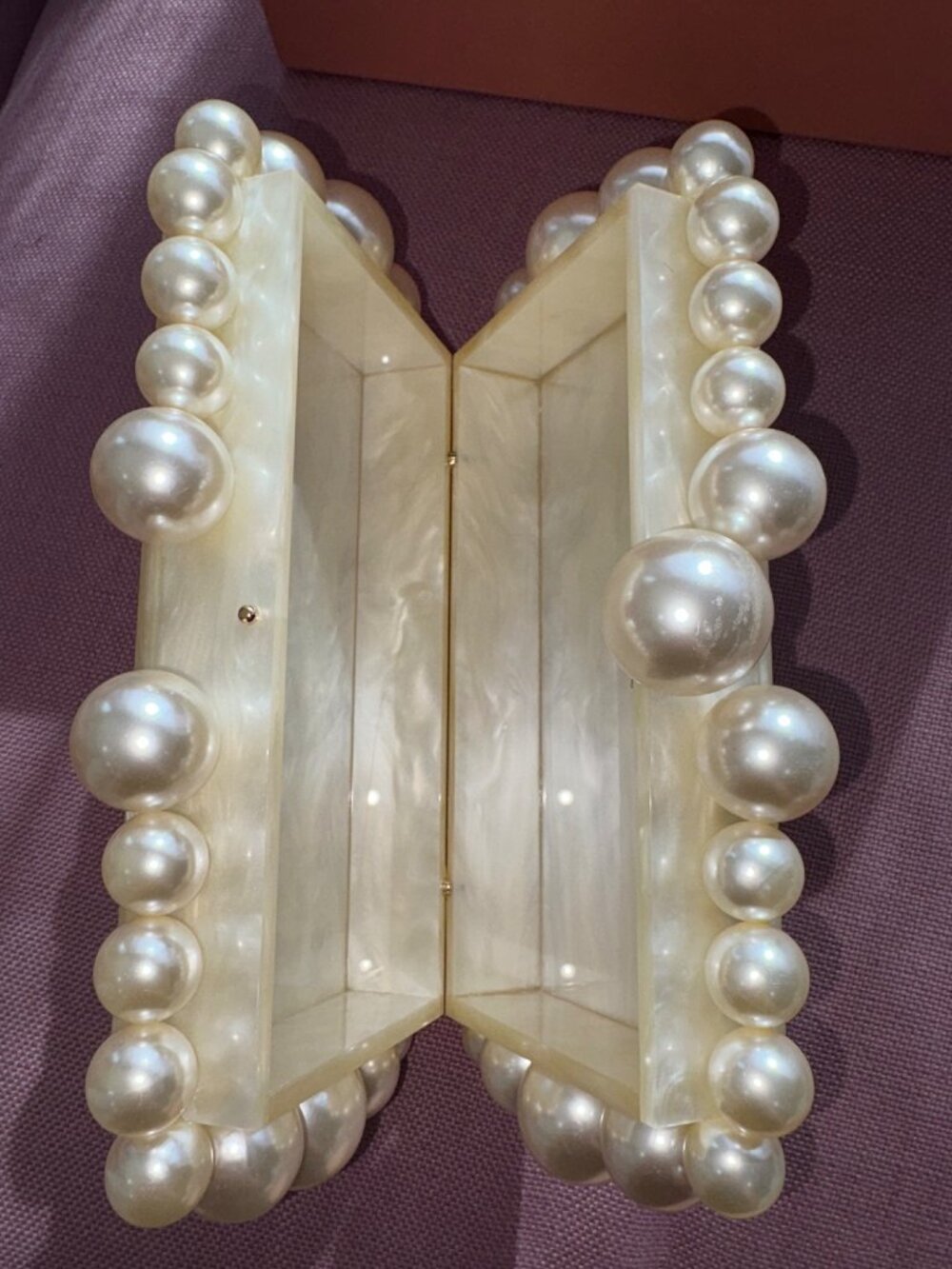 Cult Gaia Eos Beaded Acrylic Box Clutch in Pearl With Box Womens Ball Bag - Picture 9 of 16